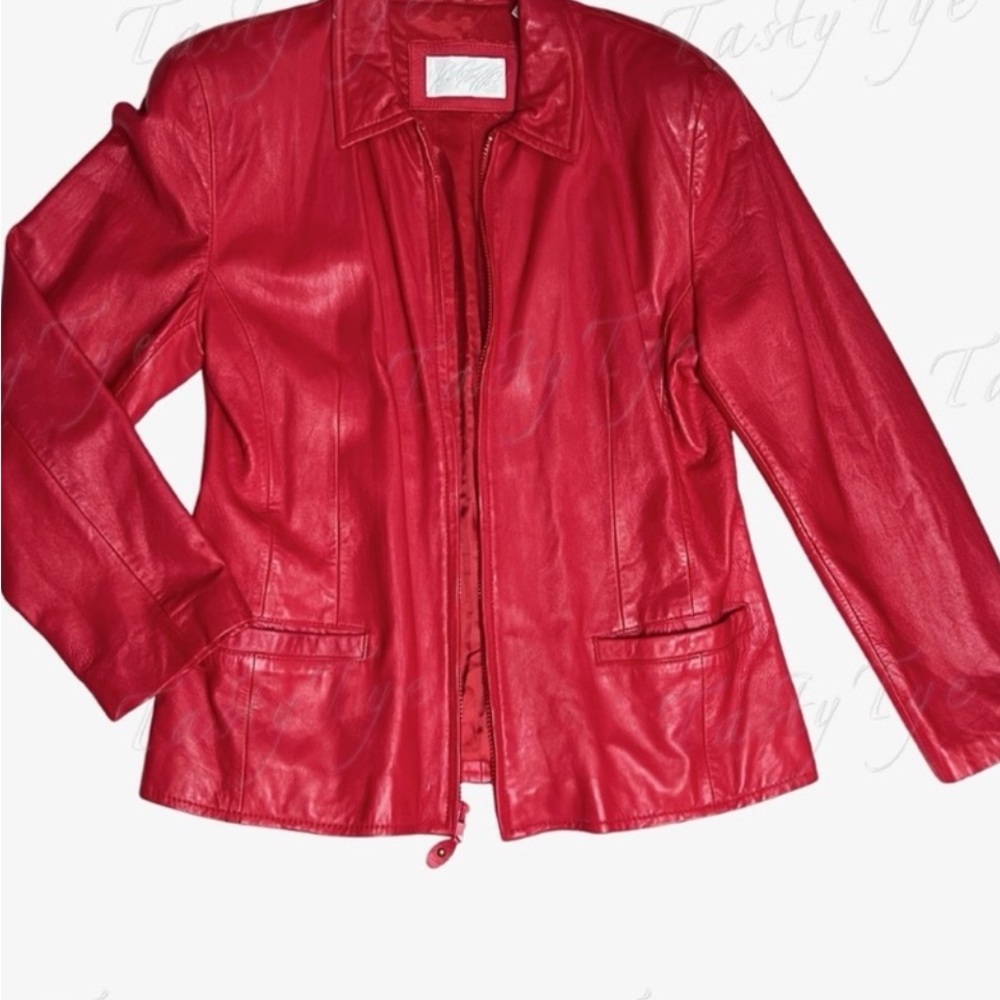 Lord and Taylor Red Leather Jacket